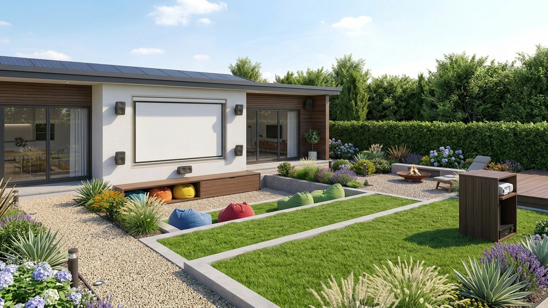 Outdoor Home Designs design concept visualisation photo modern home and garden landscaping. Images Created by www.future-home.shop