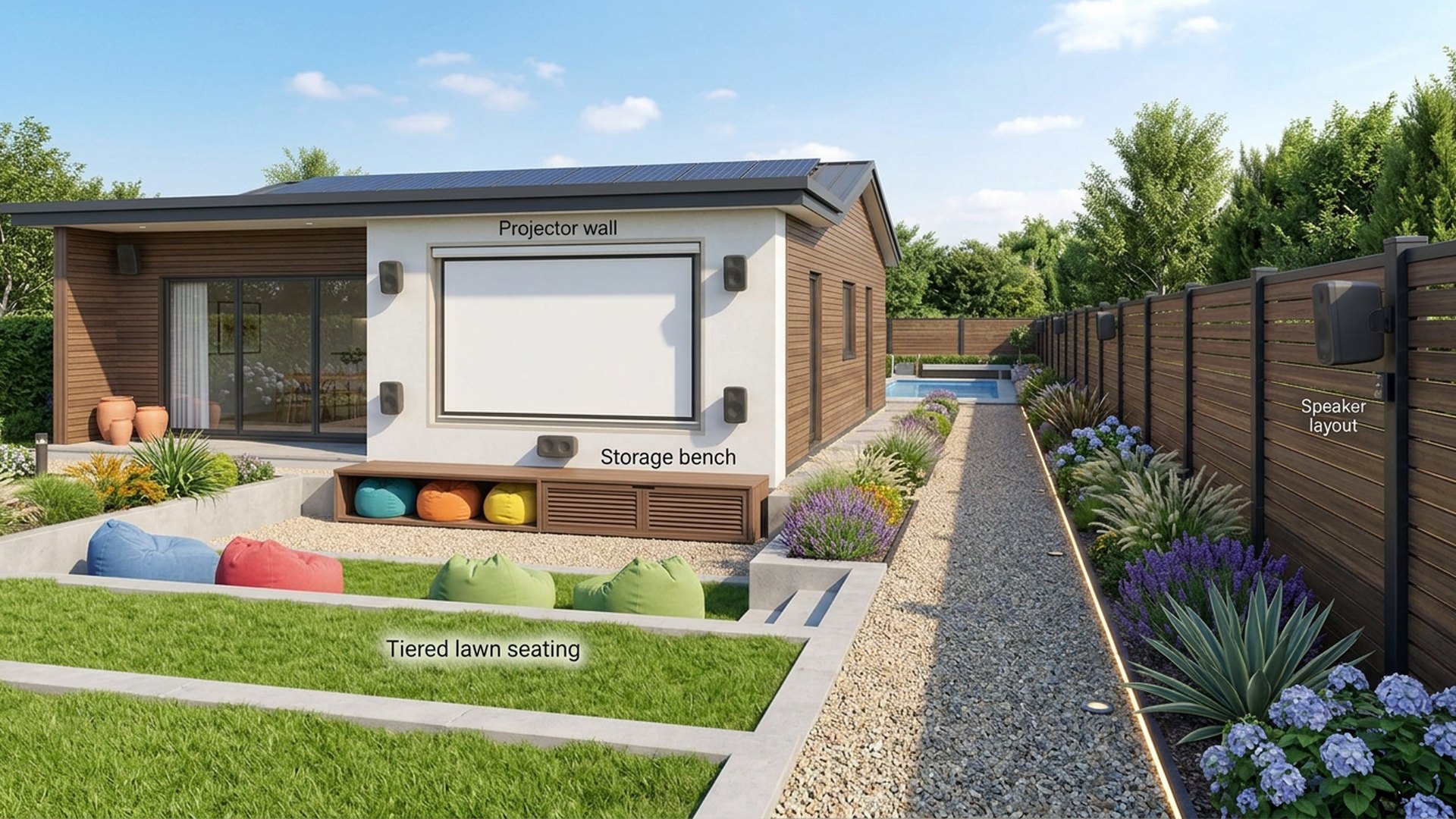 Outdoor Home Designs design concept visualisation photo modern home and garden landscaping. Images Created by www.future-home.shop