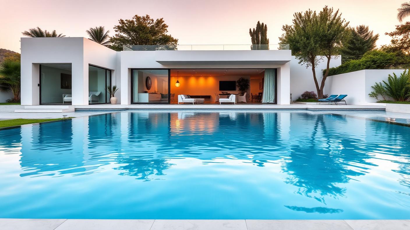 P1 Rear Pool Designs design concept visualisation photo modern home and garden. Images Created by www.future-home.shop