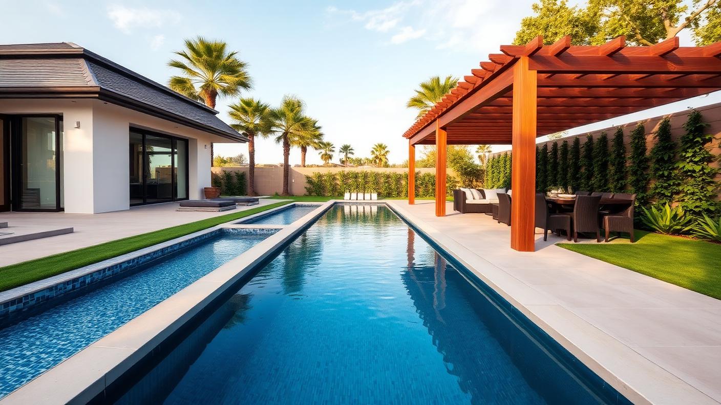 P4 Forward Pool Designs design concept visualisation photo modern home and garden. Images Created by www.future-home.shop