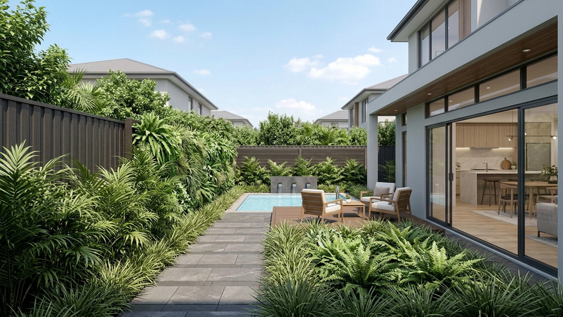 Plunge Pool Designs design concept visualisation photo modern home and garden landscaping. Images Created by www.future-home.shop