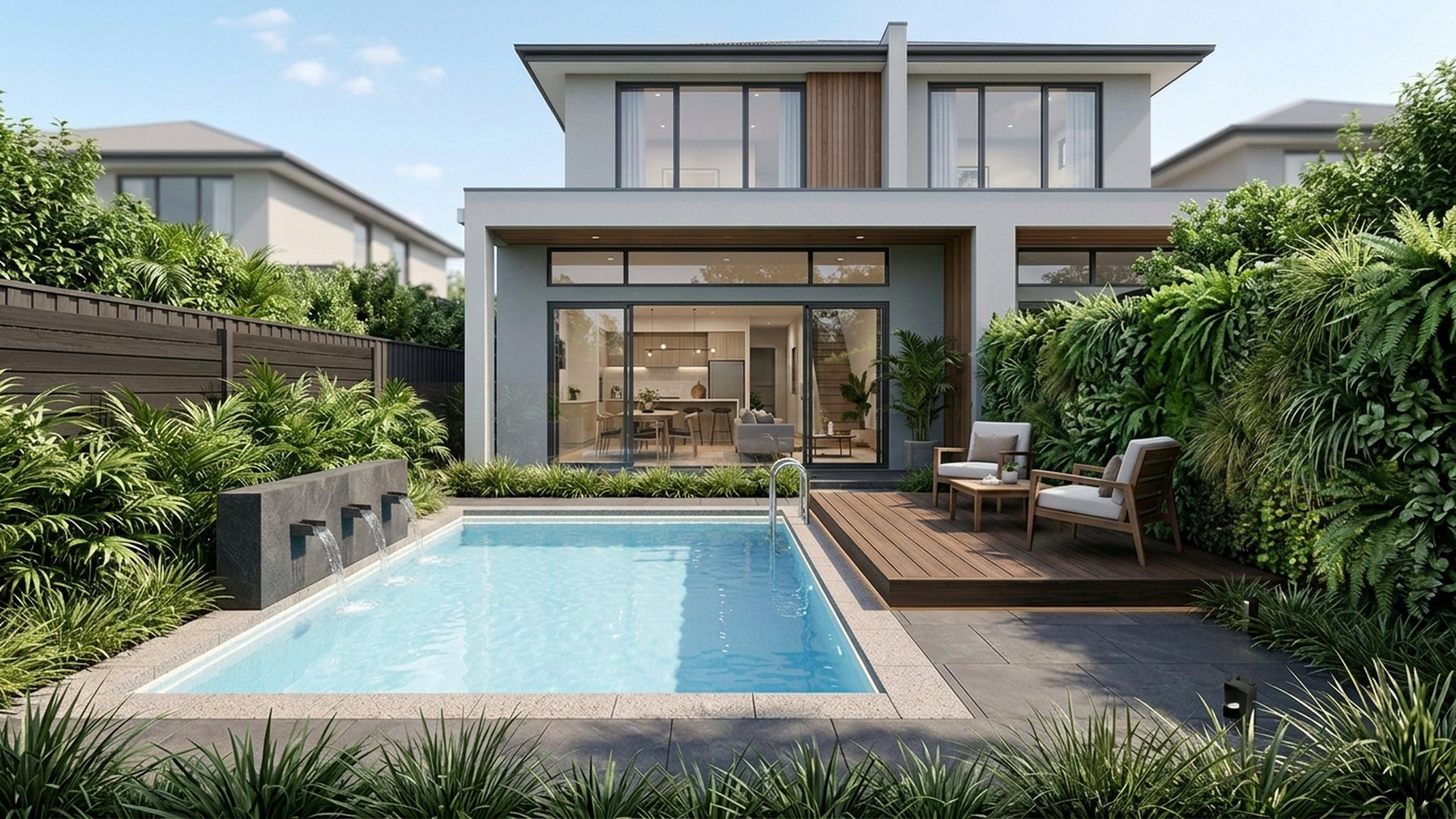Plunge Pool Designs design concept visualisation photo modern home and garden landscaping. Images Created by www.future-home.shop