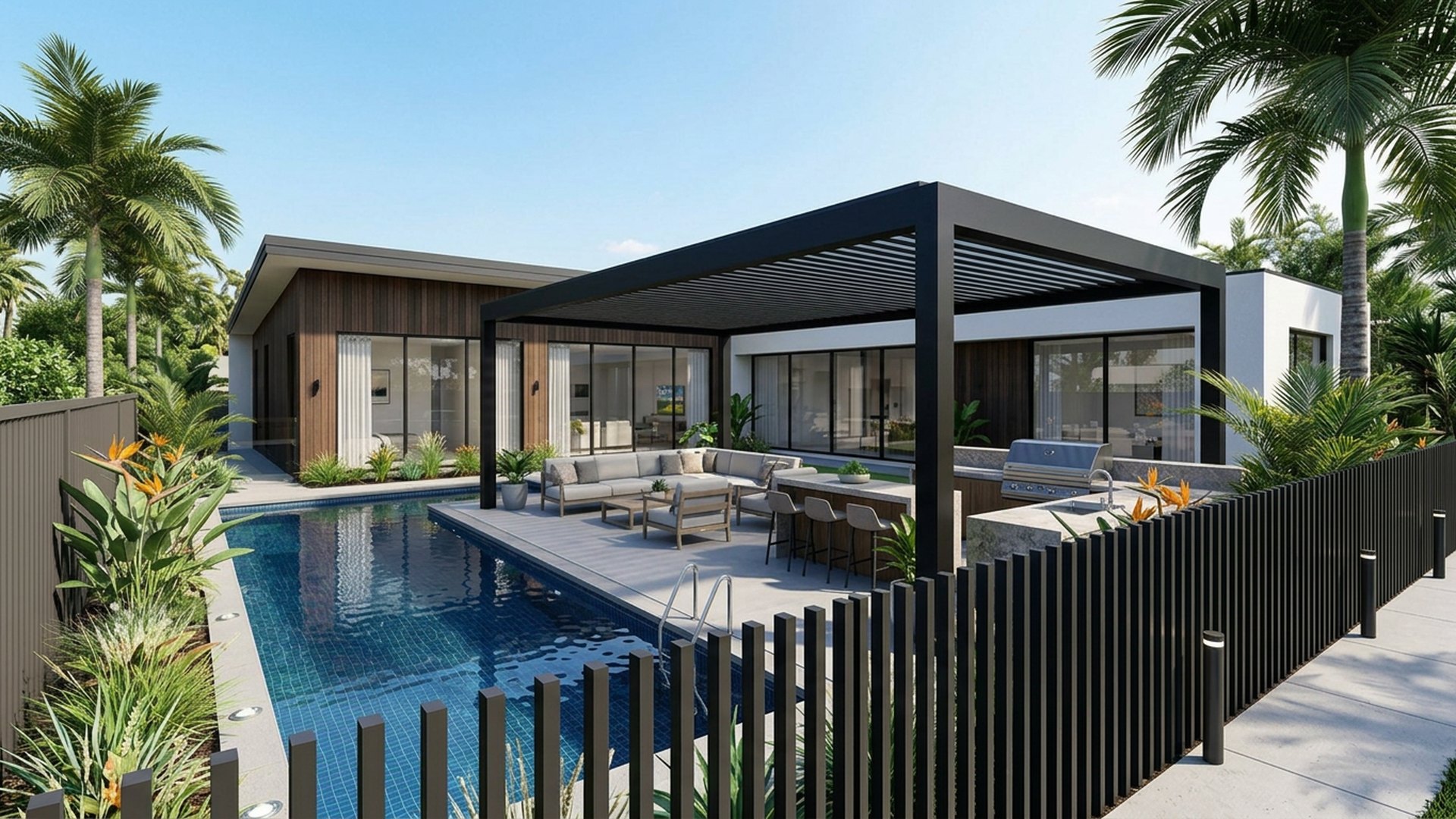 Poolside Pool Designs design concept visualisation photo modern home and garden landscaping. Images Created by www.future-home.shop