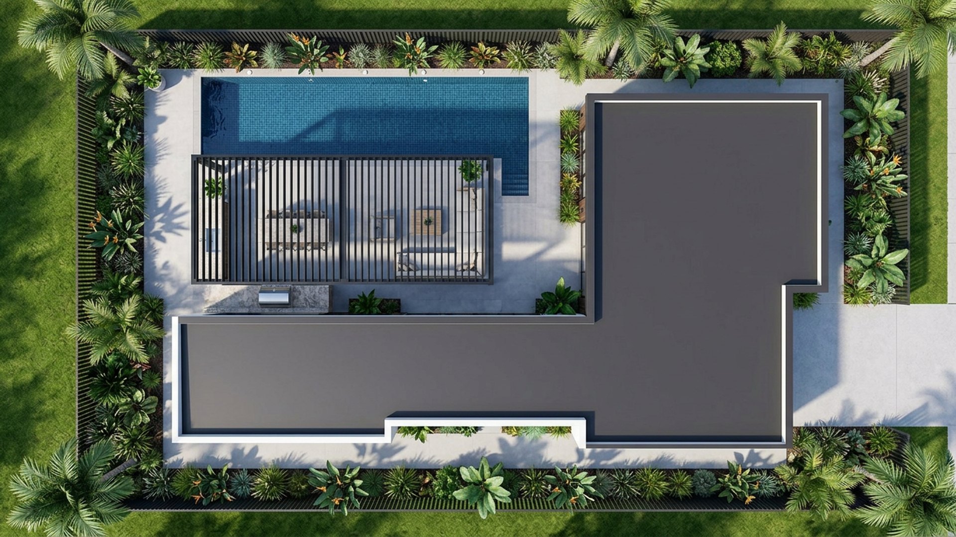 Poolside Pool Designs design concept visualisation photo modern home and garden landscaping. Images Created by www.future-home.shop