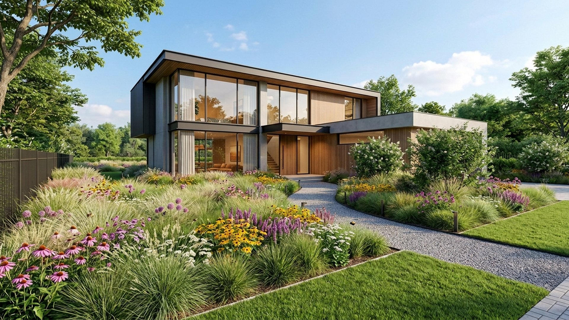 Prairie Home Designs design concept visualisation photo modern home and garden landscaping. Images Created by www.future-home.shop
