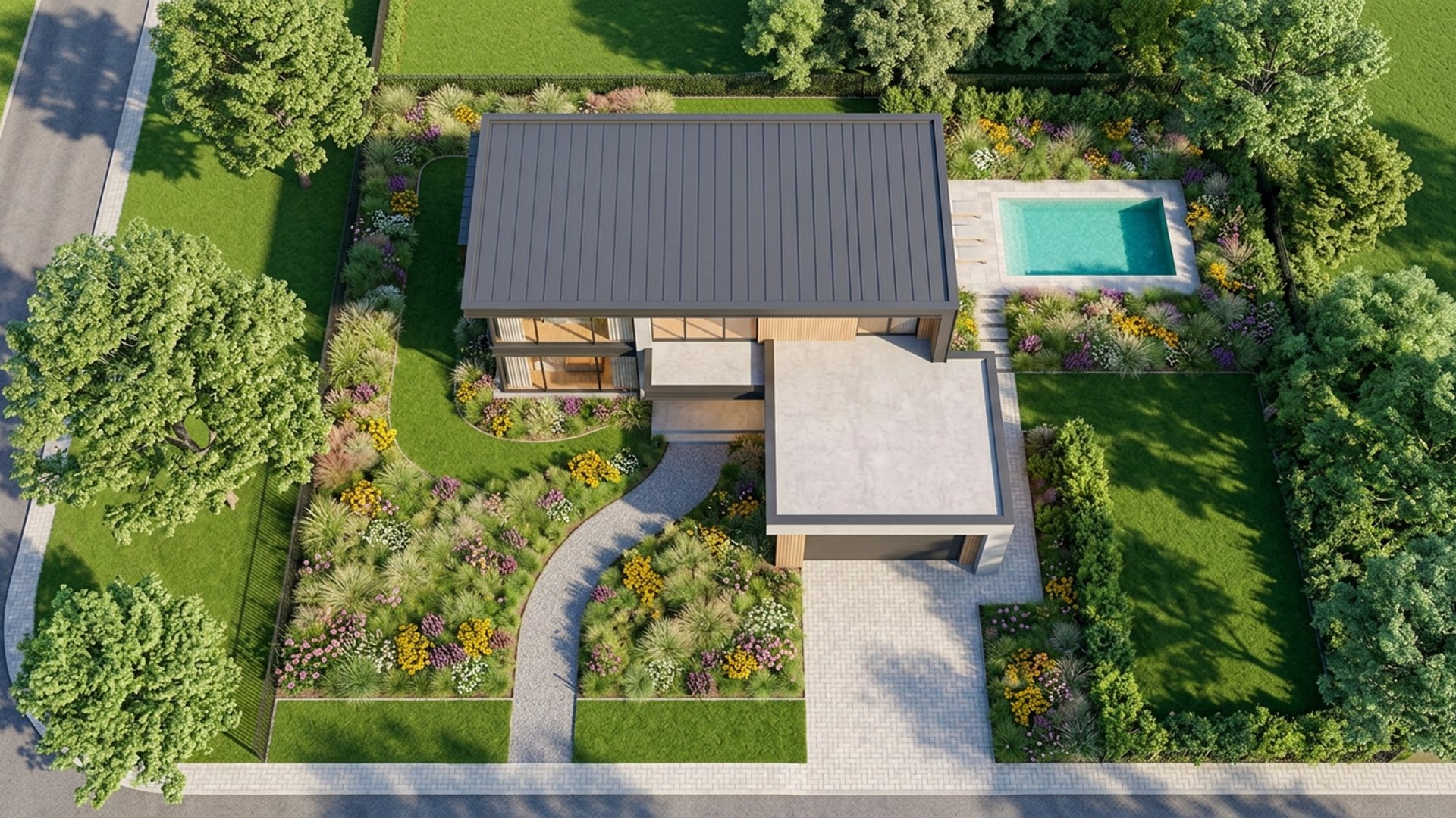 Prairie Home Designs design concept visualisation photo modern home and garden landscaping. Images Created by www.future-home.shop