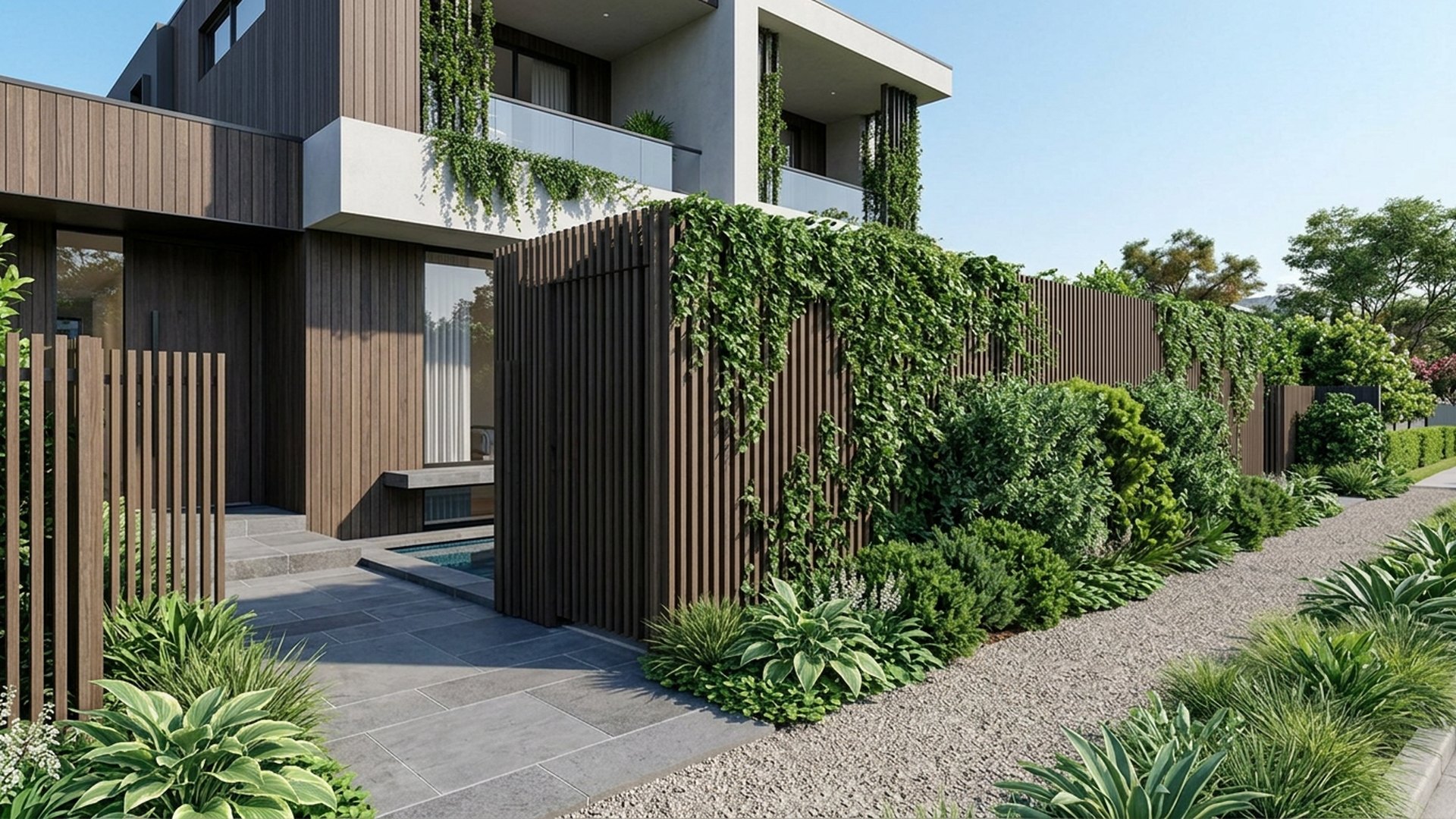 Privacy Home Designs design concept visualisation photo modern home and garden landscaping. Images Created by www.future-home.shop