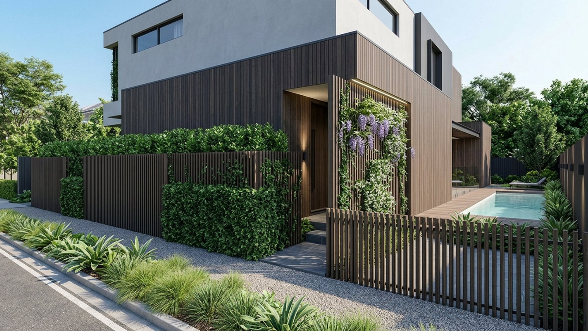 Privacy Home Designs design concept visualisation photo modern home and garden landscaping. Images Created by www.future-home.shop