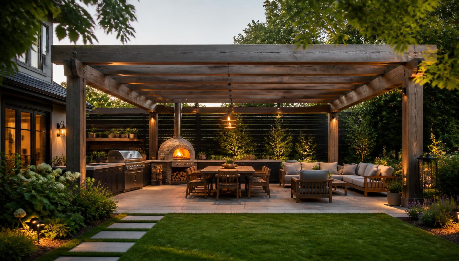 The Importance of Shade and Cover in Backyard Home Designs feature article Pergolas and patios can transform an otherwise unusable. Images Created by www.future-home.shop