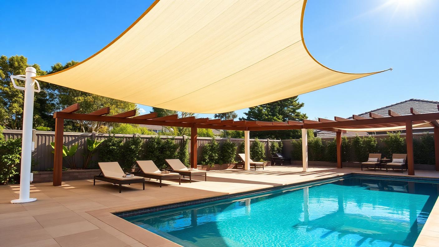 Shade Pool Designs design concept visualisation photo modern home and garden landscaping. Images Created by www.future-home.shop