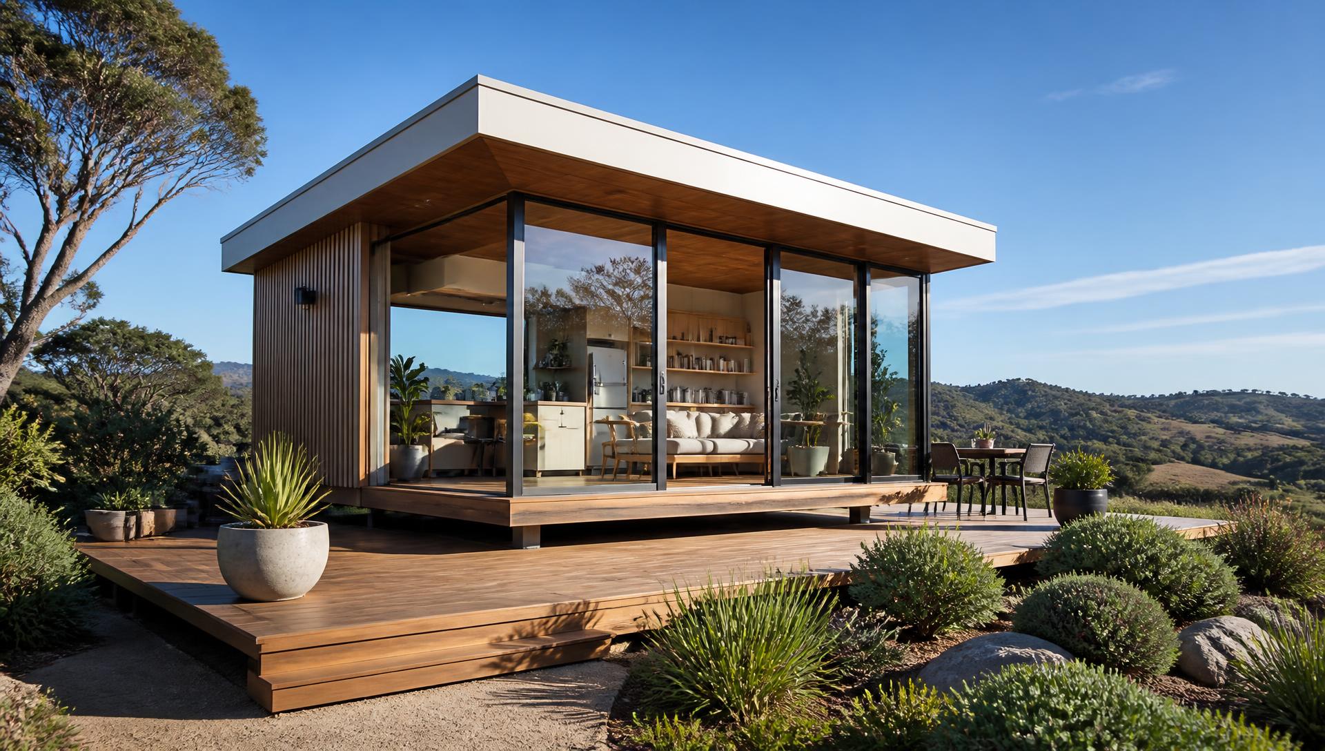 Tiny Home Designs design concept visualisation photo modern home and garden landscaping. Images Created by www.future-home.shop
