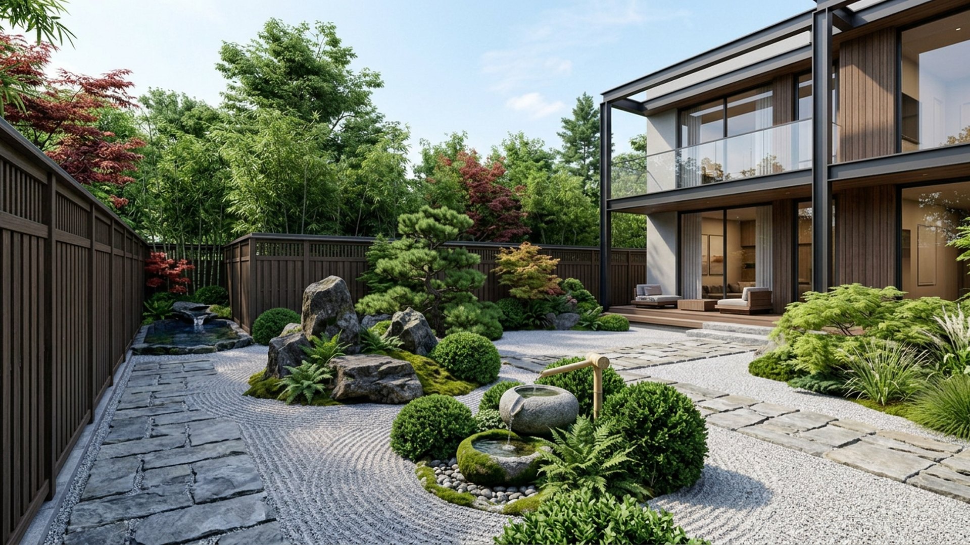 Zen Home Designs design concept visualisation photo modern home and garden landscaping. Images Created by www.future-home.shop