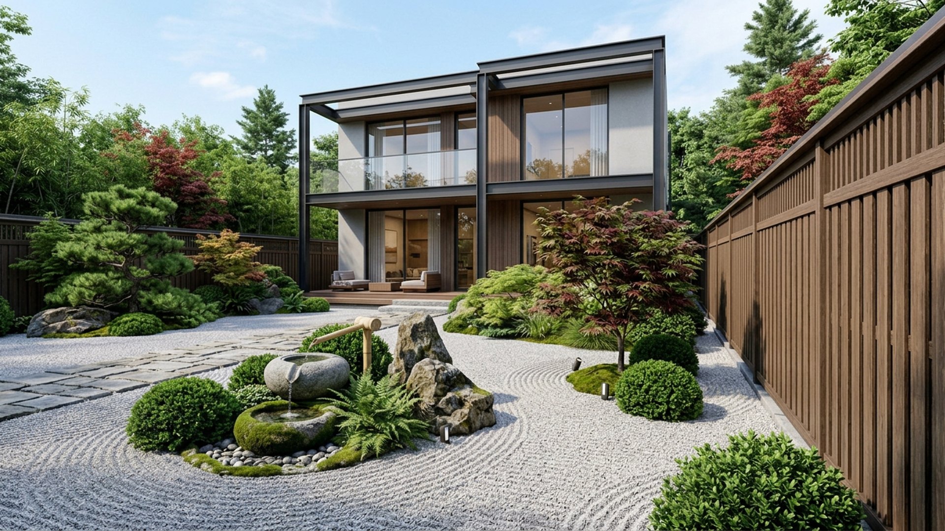 Zen Home Designs design concept visualisation photo modern home and garden landscaping. Images Created by www.future-home.shop