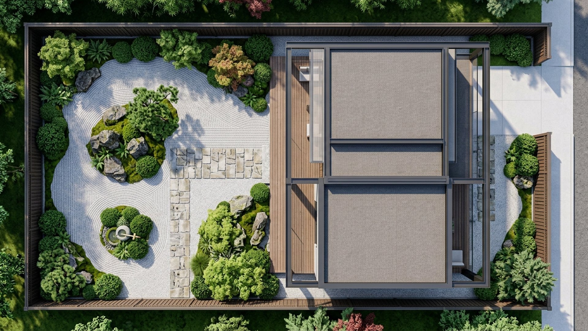 Zen Home Designs design concept visualisation photo modern home and garden landscaping. Images Created by www.future-home.shop