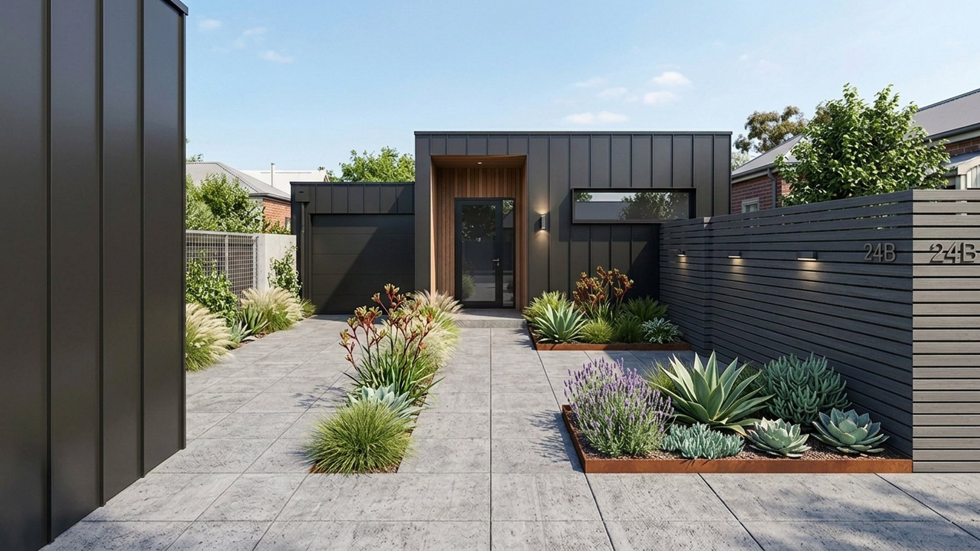 Zero Home Designs design concept visualisation photo modern home and garden landscaping. Images Created by www.future-home.shop